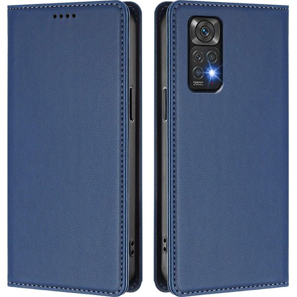 Custodia Per Xiaomi Redmi Note 11S/Note 11 4G, Flip Cover In Finto Cuoio Antiurto Magnetica Con Supporto Blu Scuro-image