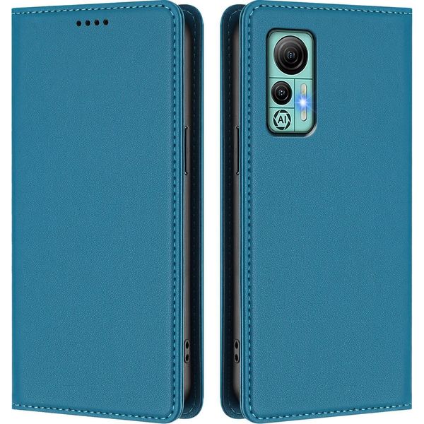Custodia In Pelle Per Ulefone Note 14, Custodia Flip Magnetica In Finto Cuoio Con Supporto Lake Blu-image