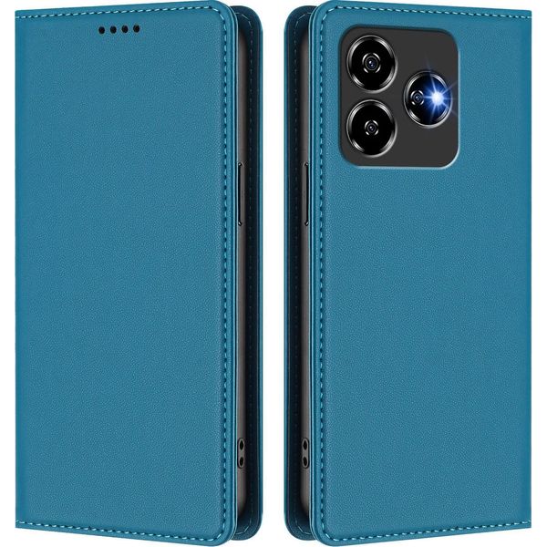 Custodia Per Telefono Cellulare Per Zte Blade V60 Vita/V60 Design/Axon 60 Lite,Poliuretanoleather Flip Cover Custodia Magnetica Antiurto Con Supporto Blu-image