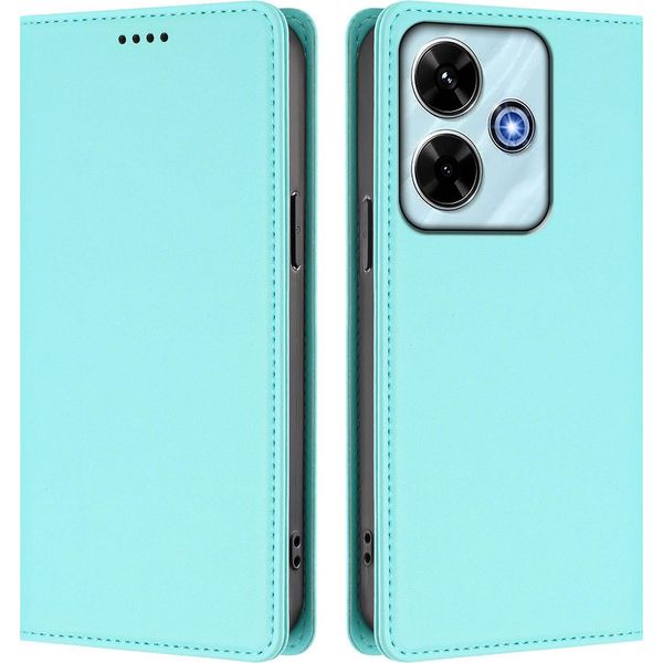 Custodia Per Xiaomi Redmi 13 4G, Flip Cover In Finto Cuoio Antiurto Magnetica Con Supporto Turchese-image