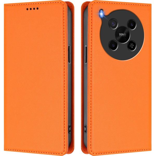 Custodia Per Telefono Cellulare Per Zte Blade V70 Max/Nubia V70 Max,Poliuretanoleather Flip Cover Custodia Magnetica Antiurto Con Supporto Arancione-image