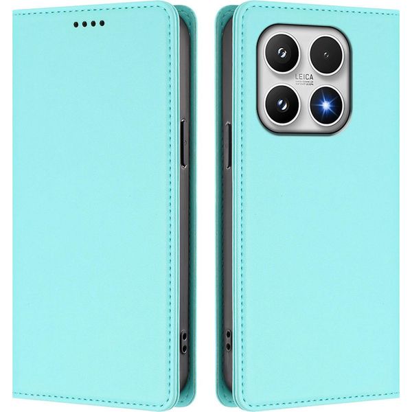 Custodia Per Xiaomi 17, Flip Cover In Finto Cuoio Antiurto Magnetica Con Supporto Turchese-image