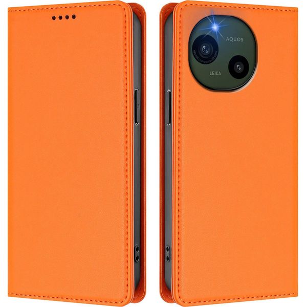 Custodia Per Sharp Aquos R10, Custodia Magnetica Antiurto Con Supporto In Finto Cuoio Flip Cover Arancione-image