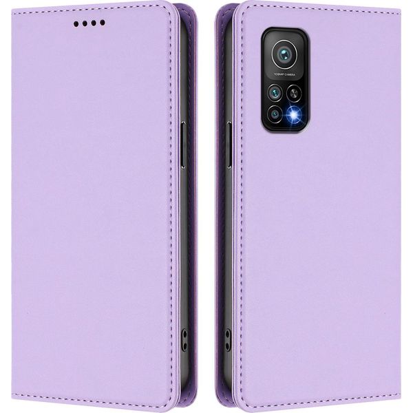 Custodia Per Xiaomi Mi 10T / Mi 10T Pro, Flip Cover In Finto Cuoio Antiurto Magnetica Con Supporto Viola-image