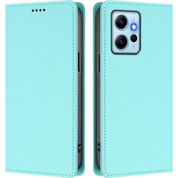 Custodia In Pelle Per Xiaomi Redmi Note 12 4G, Custodia Flip Magnetica In Finto Cuoio Con Supporto Verde Menta-image