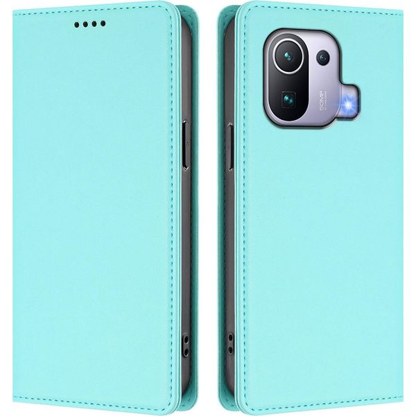 Custodia In Pelle Per Xiaomi Mi 11 Pro, Custodia Flip Magnetica In Finto Cuoio Con Supporto Verde Menta-image
