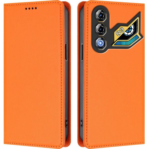Custodia Per Telefono Cellulare Per Zte Nubia Neo 3 Gt, Custodia Magnetica Antiurto Con Supporto In Finto Cuoio Flip Cover Arancione-image