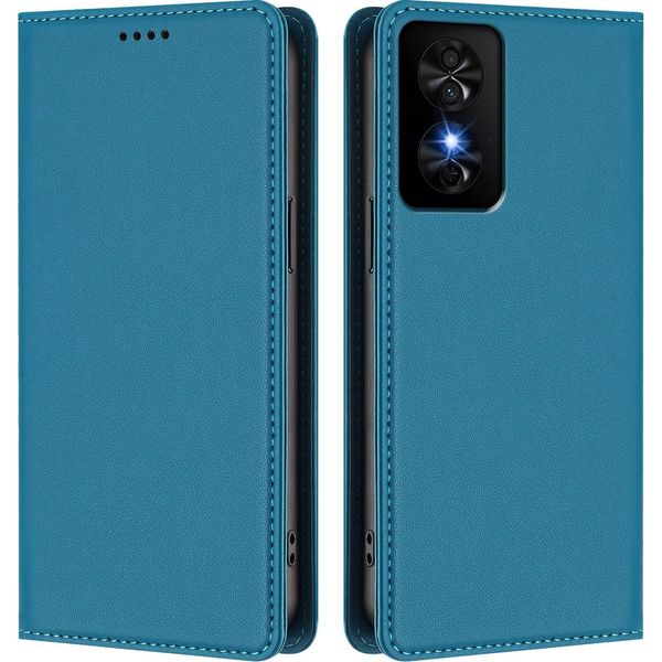 Custodia Per Telefono Cellulare Per Tcl 50 Se/Tcl 40 Nxtpaper, Flip Cover In Finto Cuoio Antiurto Magnetica Con Supporto Blu-image