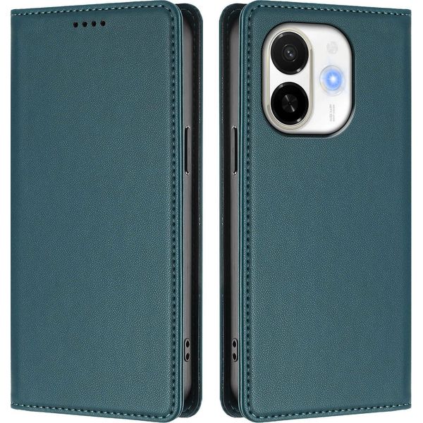 Custodia In Pelle Per Tecno Spark 30C 5G/Pop 9 5G, Custodia Flip Magnetica In Finto Cuoio Con Supporto Verde-image