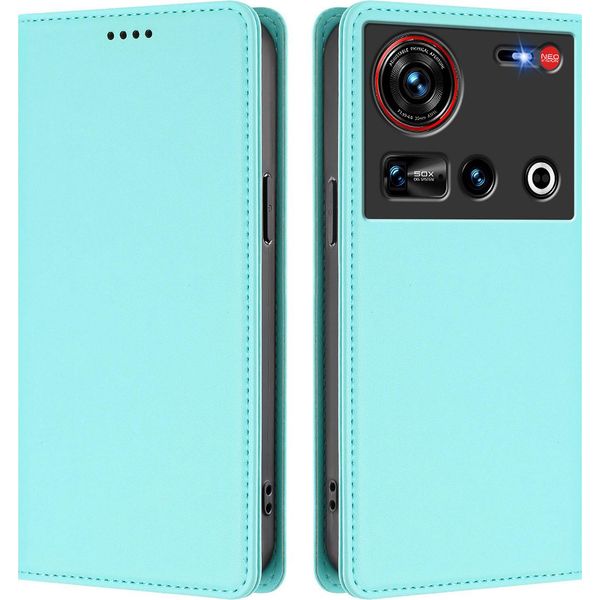Custodia Per Telefono Cellulare Per Zte Nubia Z70 Ultra/Z70S Ultra, Flip Cover In Finto Cuoio Antiurto Magnetica Con Supporto Turchese-image