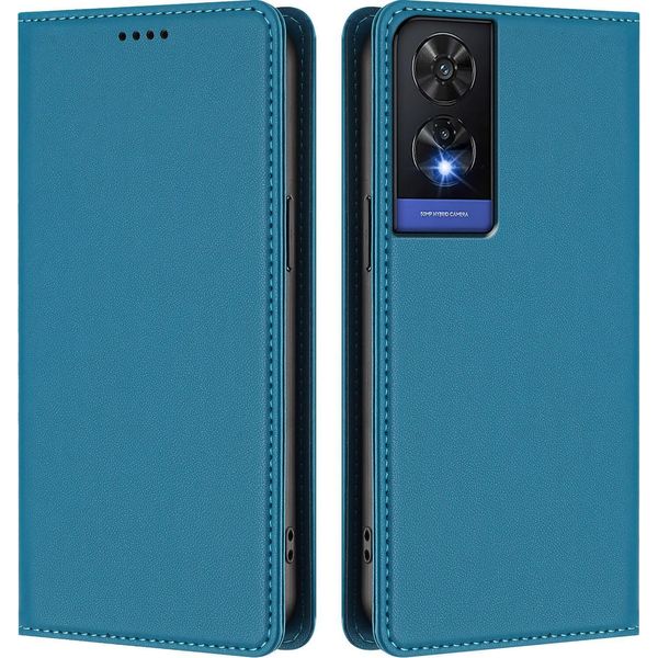 Custodia Per Telefono Cellulare Per Tcl 505, Flip Cover In Finto Cuoio Antiurto Custodia Magnetica Con Supporto Blu-image