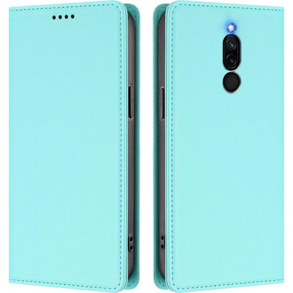 Custodia Per Xiaomi Redmi 8/Redmi 8A, Flip Cover In Finto Cuoio Antiurto Magnetica Con Supporto Turchese-image