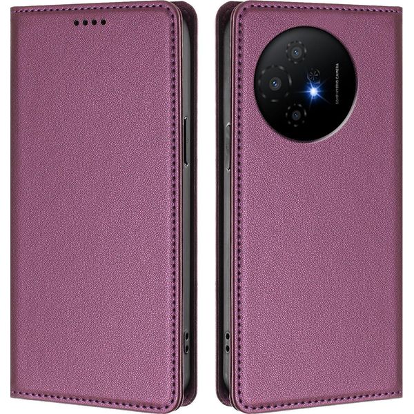 Custodia In Pelle Per Tcl 50 Xl/Tcl 50 Xl Nxtpaper, Custodia Flip Magnetica In Finto Cuoio Con Supporto Viola-image