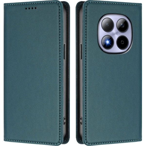 Custodia Per Xiaomi Redmi Note 15 Pro 4G, Flip Cover In Finto Cuoio Antiurto Magnetica Con Supporto Verde-image
