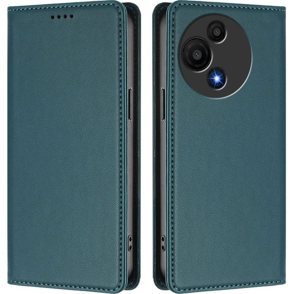 Custodia Per Telefono Cellulare Per Tcl 60 Se Nxtpaper, Custodia Magnetica Antiurto Con Supporto In Finto Cuoio Flip Cover Verde-image
