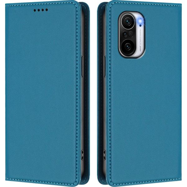 Custodia In Pelle Per Xiaomi Poco F3/Redmi K40/K40 Pro, Custodia Flip Magnetica In Finto Cuoio Con Supporto Lake Blu-image