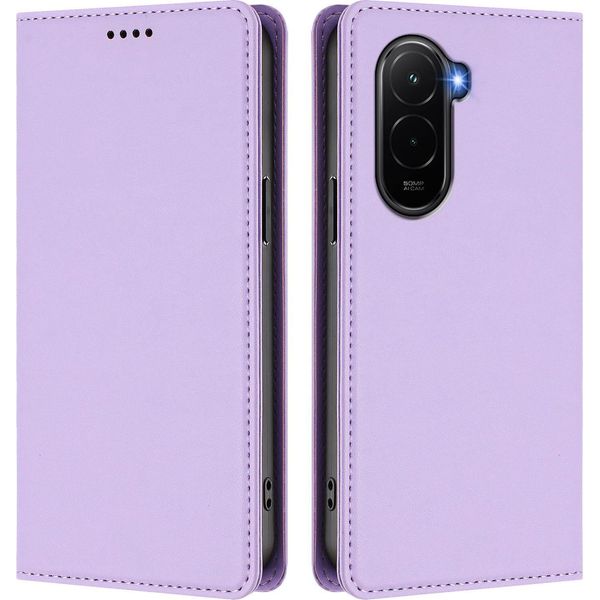 Custodia Per Xiaomi Poco M7 4G, Custodia Magnetica Antiurto Con Supporto In Finto Cuoio Flip Cover Viola-image