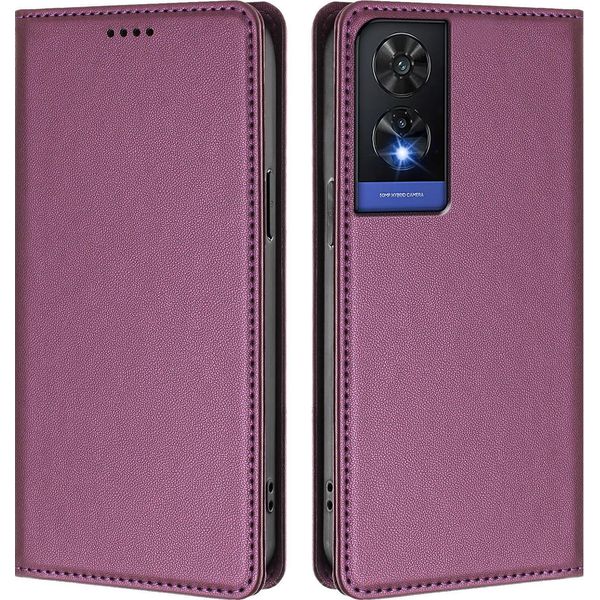 Custodia Per Telefono Cellulare Per Tcl 505, Flip Cover In Finto Cuoio Antiurto Magnetica Con Supporto Viola-image