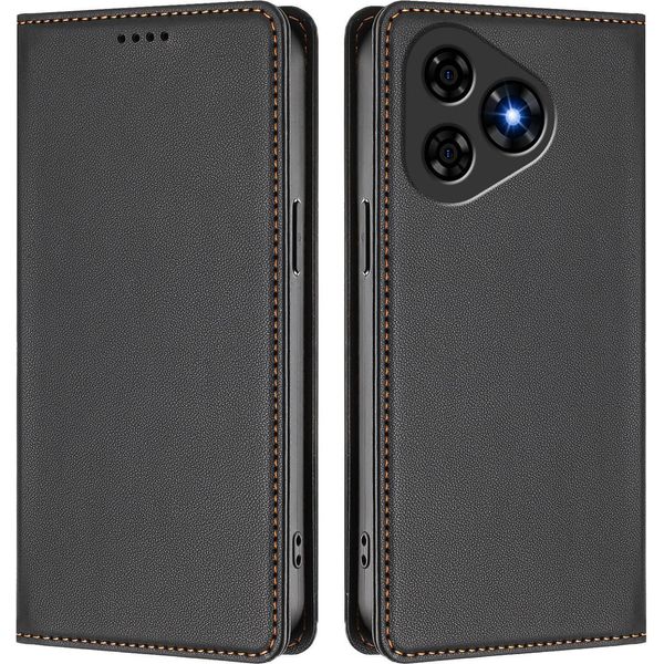 Custodia In Pelle Per Ulefone Note 19, Flip Case Magnetico In Finto Cuoio Con Supporto Nero-image