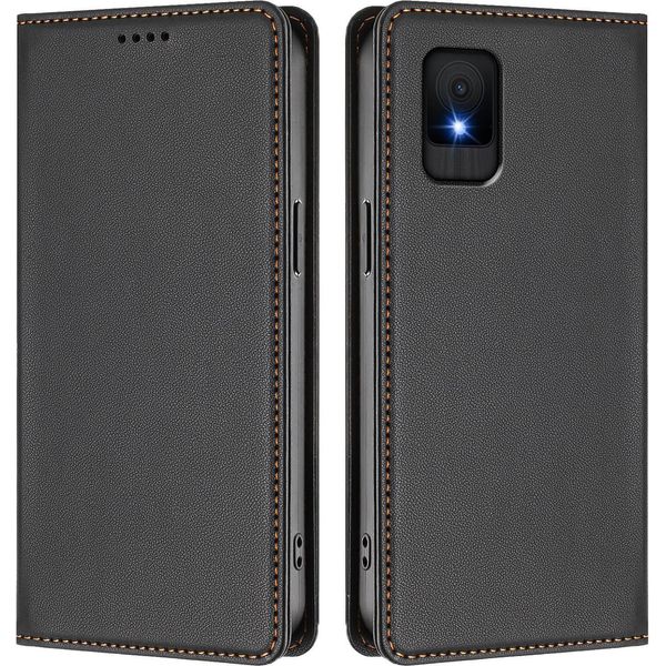 Custodia Per Telefono Cellulare Per Tcl 502, Flip Cover In Finto Cuoio Antiurto Magnetica Con Supporto Nero-image