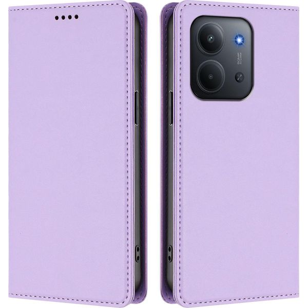 Custodia In Pelle Per Xiaomi Redmi 15C 5G/4G, Custodia Flip Magnetica In Finto Cuoio Con Supporto Viola Chiaro-image