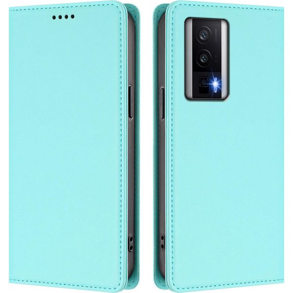 Custodia Per Xiaomi Poco F5 Pro/Redmi K60/K60 Pro, Flip Cover In Finto Cuoio Antiurto Magnetica Con Stand Turchese-image