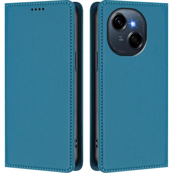 Custodia In Pelle Per Tecno Spark Go 1 /Go 1S/Pop 9 4G, Custodia Flip Magnetica In Finto Cuoio Con Supporto Lake Blu-image
