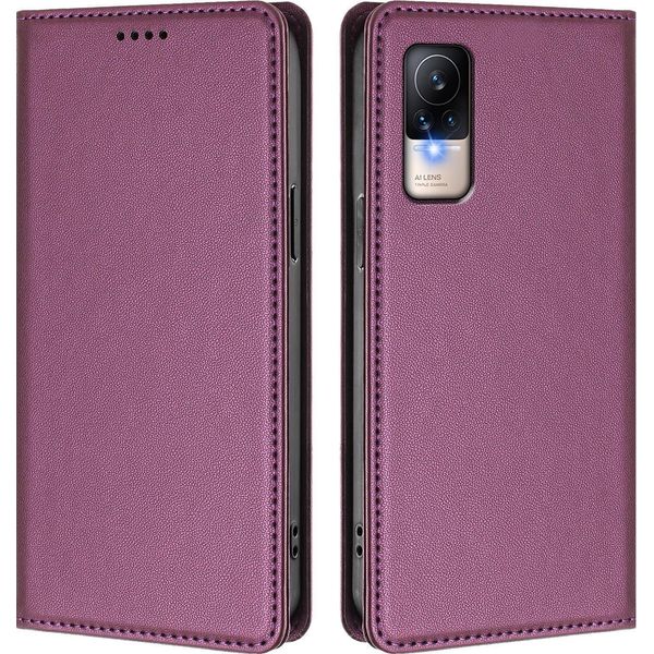 Custodia Per Xiaomi Civi 1S, Custodia Magnetica Antiurto Con Supporto In Finto Cuoio Flip Cover Viola-image