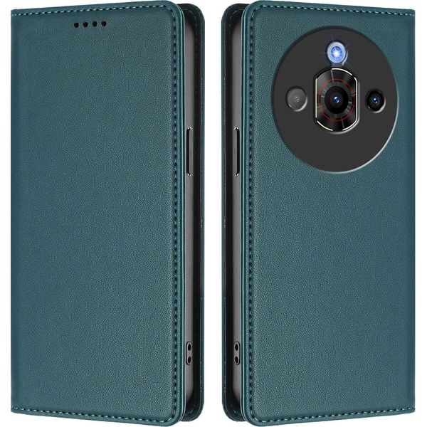 Custodia Per Telefono Cellulare Per Zte Nubia Focus Pro 5G, Flip Cover In Finto Cuoio Antiurto Magnetica Con Supporto Verde-image