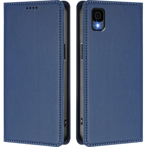 Custodia Per Telefono Cellulare Per Tcl 30Z, Flip Cover In Finto Cuoio Antiurto Custodia Magnetica Con Supporto Blu Scuro-image