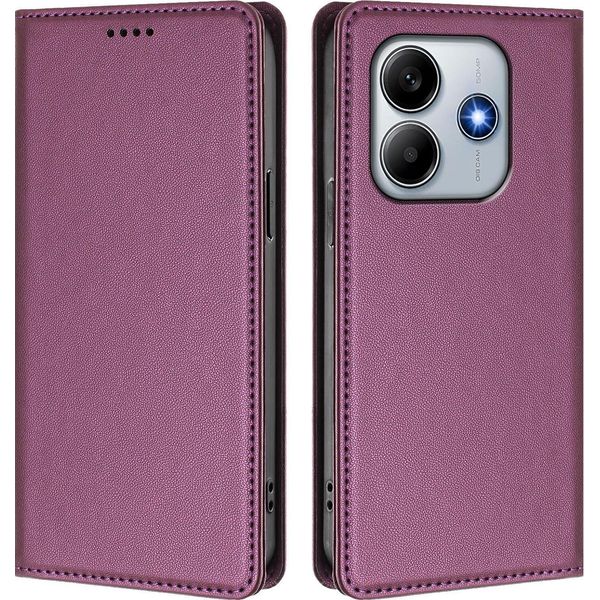 Custodia Per Xiaomi Poco M7 Pro 5G/Redmi Note 14 5G, Flip Cover In Finto Cuoio Antiurto Magnetica Con Supporto Viola-image