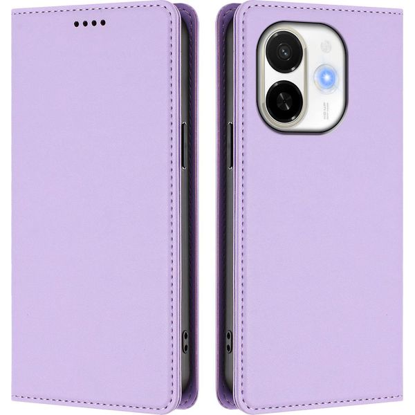 Custodia In Pelle Per Tecno Spark 30C 5G/Pop 9 5G, Custodia Flip Magnetica In Finto Cuoio Con Supporto Viola Chiaro-image