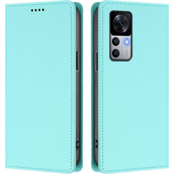 Custodia In Pelle Per Xiaomi 12T / Xiaomi 12T Pro, Flip Case Magnetico In Finto Cuoio Con Supporto Verde Menta-image