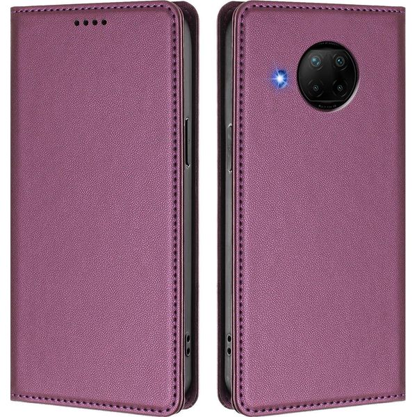 Custodia Per Xiaomi Mi 10T Lite, Custodia Magnetica Antiurto Con Supporto In Finto Cuoio Flip Cover Viola-image