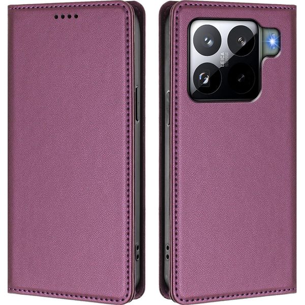 Custodia Per Xiaomi 15S Pro, Flip Cover In Finto Cuoio Antiurto E Magnetica Con Supporto Viola-image