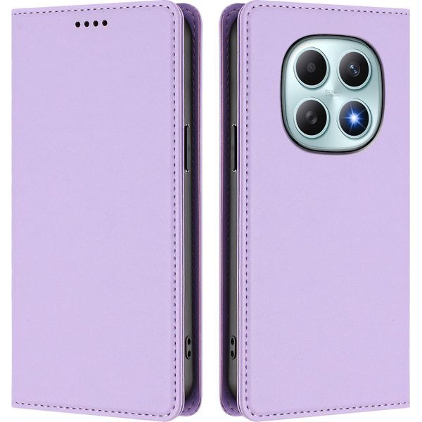 Custodia In Pelle Per Xiaomi Redmi Note 15 4G, Custodia Flip Magnetica In Finto Cuoio Con Supporto Viola Chiaro-image