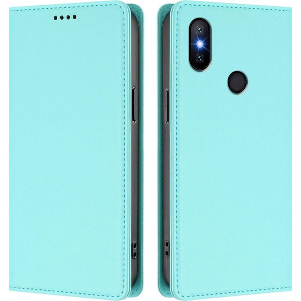 Custodia In Pelle Per Xiaomi Mi A2 (Mi 6X), Flip Case Magnetico In Finto Cuoio Con Supporto Verde Menta-image