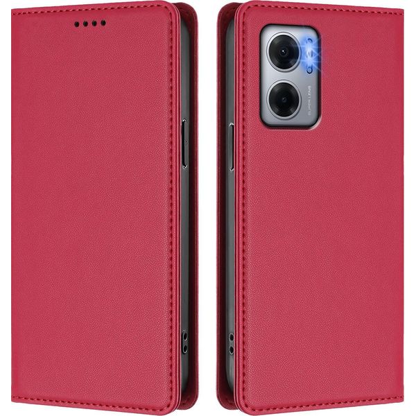 Custodia In Pelle Per Xiaomi Poco M5/M4 5G/Redmi 10 5G, Custodia Magnetica In Finto Cuoio Con Supporto Rosso-image