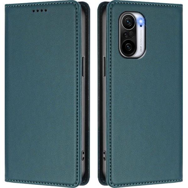 Custodia In Pelle Per Xiaomi Poco F3/Redmi K40/K40 Pro, Custodia Magnetica In Finto Cuoio Con Supporto Verde-image