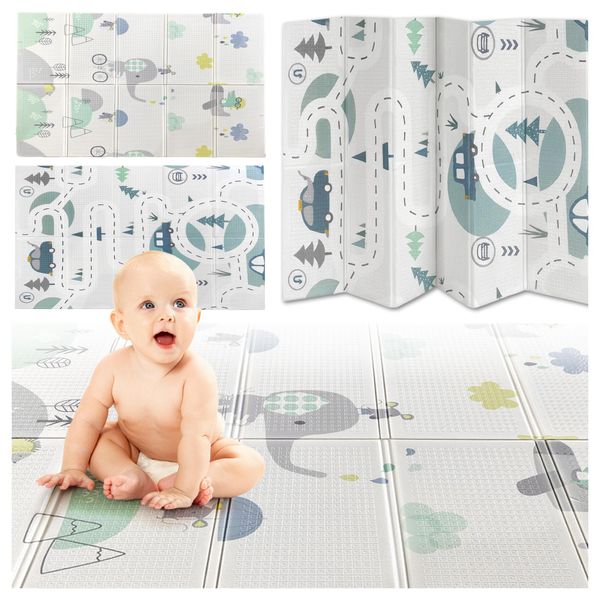 Malplay Tappeto Da Gioco Pieghevole In Schiuma Bifacciale 120X180 In Schiuma Per Bambini Dalla Nascita-image