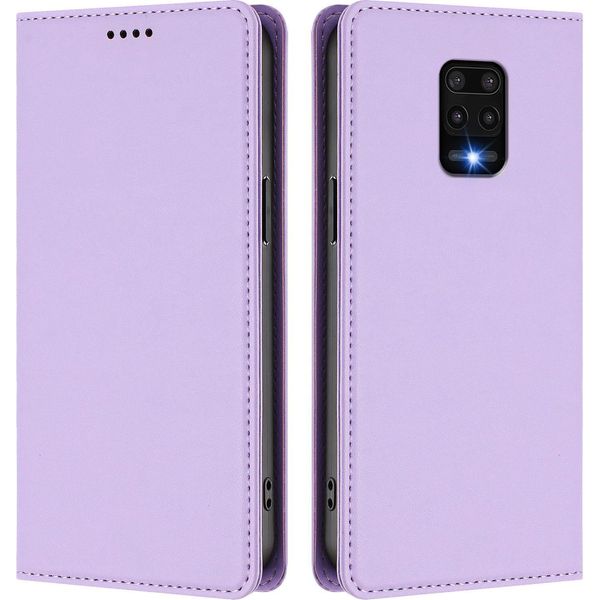 Custodia In Pelle Per Xiaomi Redmi Note 9S/ 9 Pro/ 9 Pro Max, Custodia Flip Magnetica In Finto Cuoio Con Supporto Viola Chiaro-image