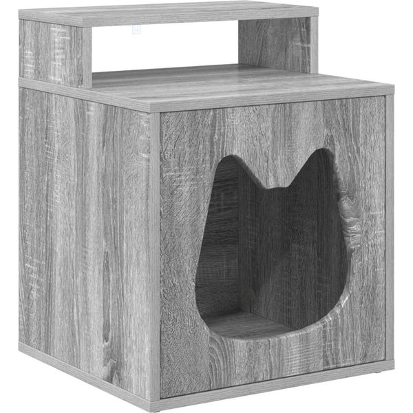 Vidaxl Casetta Per Gatti Grey Sonoma 42,5 X 40 X 52,5 Cm Materiale A Base Di Legno-image