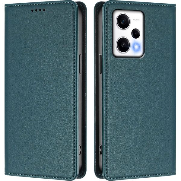 Custodia Per Xiaomi Poco X5 Pro/Redmi Note 12 Pro 5G, Flip Cover In Finto Cuoio Antiurto Magnetica Con Supporto Verde-image