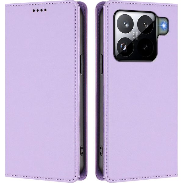 Custodia Per Xiaomi 15S Pro, Flip Cover In Finto Cuoio Antiurto E Magnetica Con Supporto Viola-image