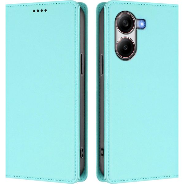 Custodia In Pelle Per Xiaomi Poco X7 Pro, Custodia Magnetica In Finto Cuoio Flip Con Supporto Verde Menta-image