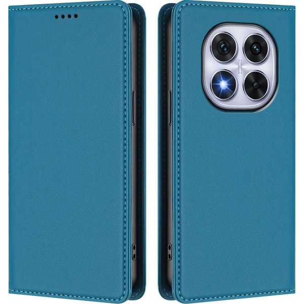 Custodia Per Xiaomi Poco X7/Redmi Note 14 Pro 5G/14 Pro+ 5G, Flip Cover In Finto Cuoio Antiurto Magnetica Con Supporto Blu-image