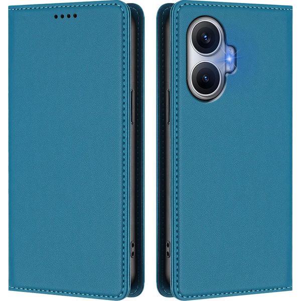 Custodia In Pelle Per Xiaomi Poco F7/Redmi Turbo 4 Pro, Custodia Flip Magnetica In Finto Cuoio Con Supporto Lake Blu-image