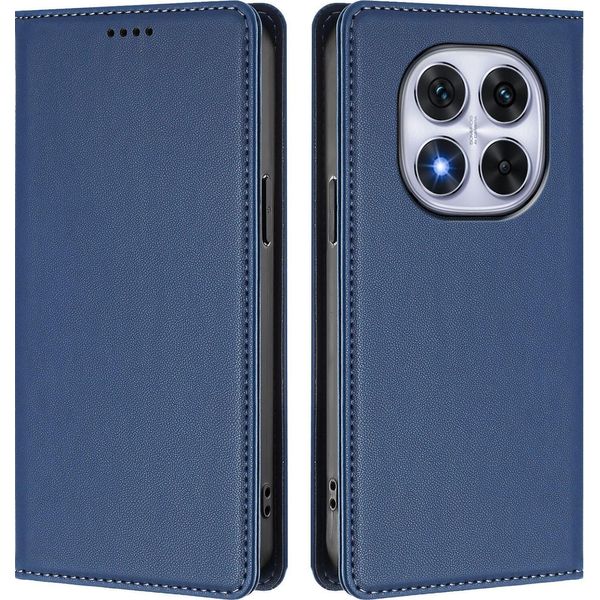 Custodia Per Xiaomi Redmi Note 14 Pro 4G, Custodia Magnetica Antiurto In Finto Cuoio Flip Cover Con Supporto Blu Scuro-image