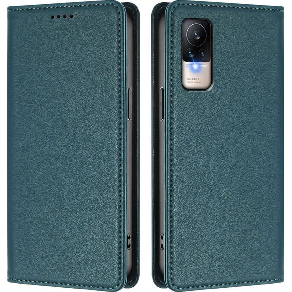 Custodia Per Xiaomi Civi 1S, Flip Cover In Finto Cuoio Antiurto Magnetica Con Supporto Verde-image