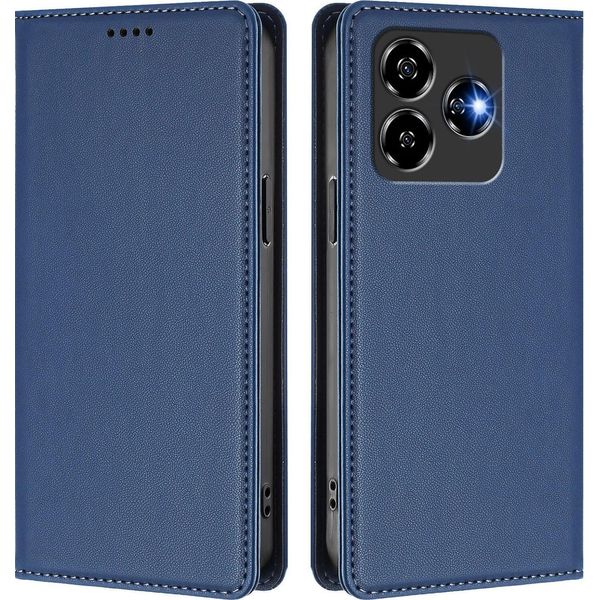Custodia Per Cellulare Per Zte Blade V60 Vita/V60 Design/Axon 60 Lite,Poliuretanoleather Flip Cover Custodia Magnetica Antiurto Con Supporto Blu Scuro-image